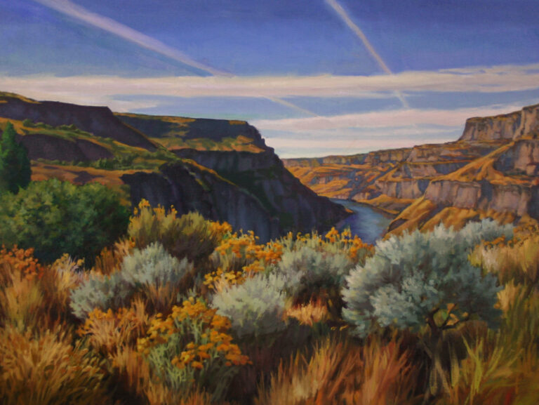 Painting of Snake River Canyon below Shoshone Falls in Idaho